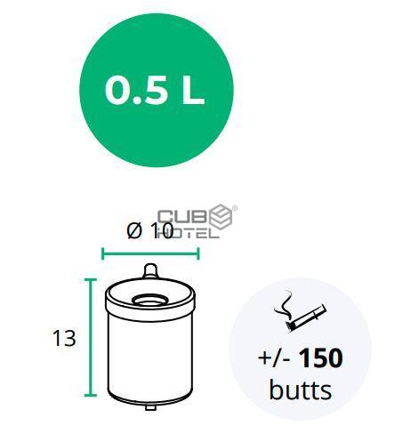 Round wall-mounted ashtray 0.5L